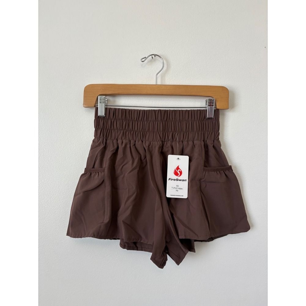 FireSwan High-Waisted Athletic Shorts – Brown – Size XS – NWT - Picture 2 of 3